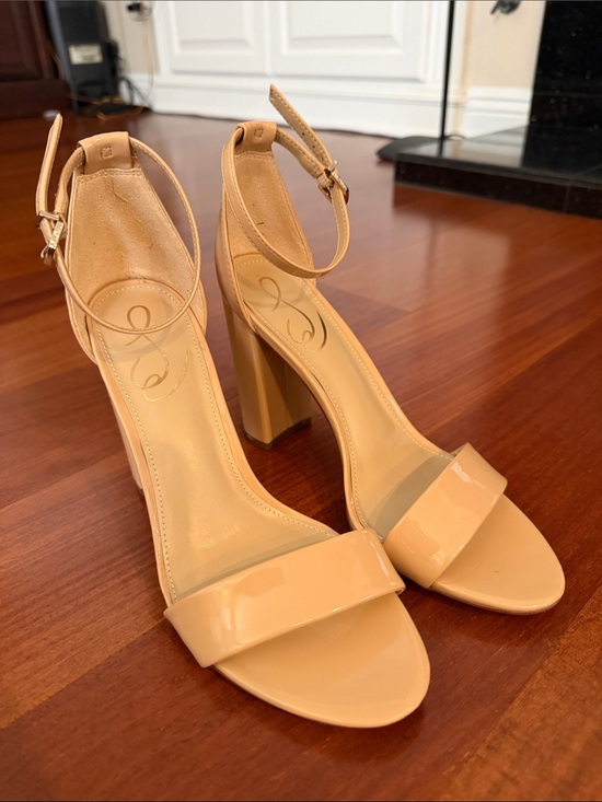 Sam Edelman Shoes - Sam Edelman Nude Patent Block Heel Sandals